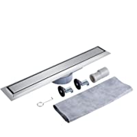 Zerone Dren de piso- 360 grados rotativo de acero inoxidable azulejo piso ducha desagüe baño cocina piso canal lineal…